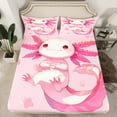 thumbnail image 2 of Castle Fairy Cartoon Pink Axolotl 3Pcs Twin Sheet Sets for Children Teens,Flower Animal Salamander Twin Fitted Sheet,Cherry Blossom Sakura Breathable Flat Sheet,Luxury Bedroom Decor, 2 of 7