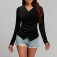 thumbnail image 6 of Jalioing Women's Velvet Slim Tops Fall Winter Fashion V Neck Long Sleeve Shirts Casual Dressy Tunic Blouses, 6 of 7