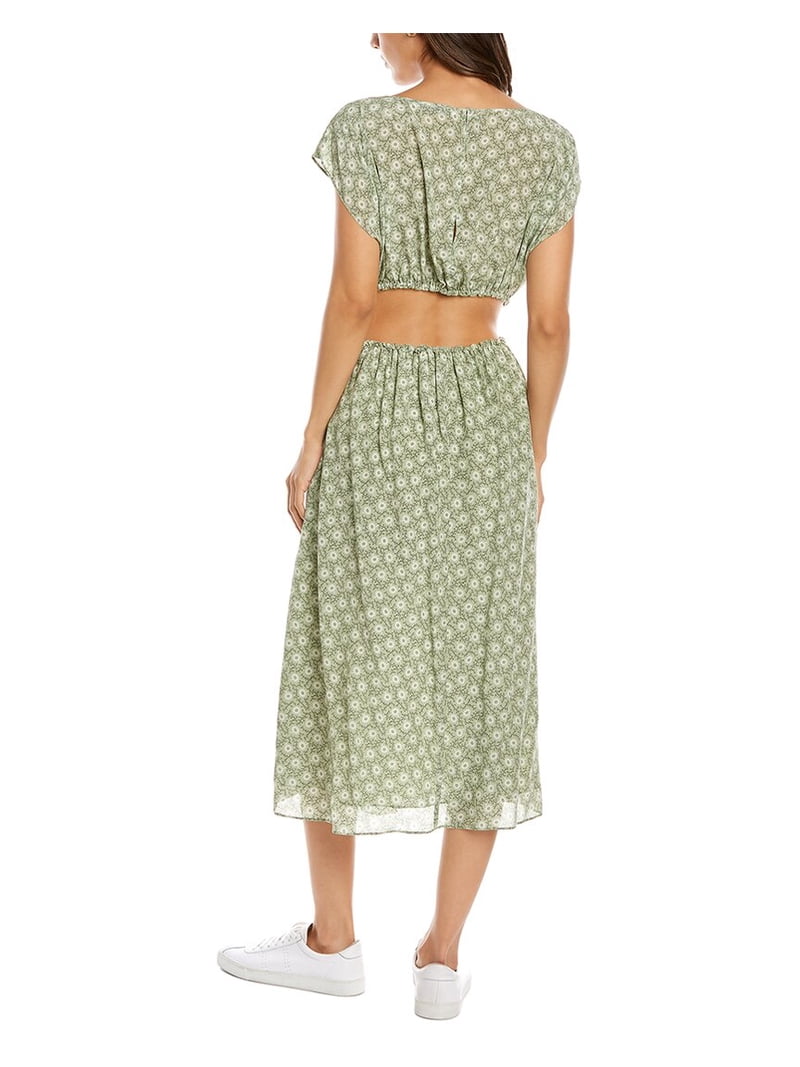 Rebecca Taylor womens Cutout Silk-Blend Midi Dress, XL, Green Rebecca Taylor womens Cutout Silk-Blend Midi Dress, XL, Green