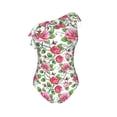 thumbnail image 7 of Fotbe Flower Women's One Piece Swimsuits One Shoulder Swimwear Ruched Tummy Control Bathing Suits Cutout Monokini-Medium, 7 of 7