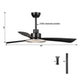 thumbnail image 2 of Ceiling Fan with Lights Remote Control,52"Black Ceiling Fan with 3 Color Temperature,3 Reversible Blade for Bedroom, Indoor/Outdoor Use, 2 of 16