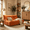 Orange, variant on MOONMISS 53.14" Chenille Upholstered Oversized Lazy Sofa, 2-Seater Floor Sofa, Deep Seat Floor Bean Bag Loveseat for Cozy Home Decor, Pink