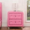 thumbnail image 2 of Bowery Hill Modern 2 Drawer Faux Leather Crystal Tufted Nightstand, 2 of 5