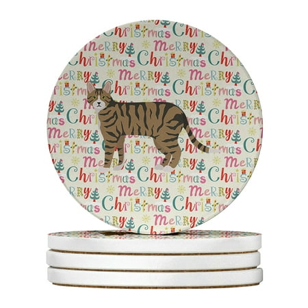 

Dragon Li #2 Cat Christmas Large Sandstone Coasters Pack of 4 4 in x 4 in