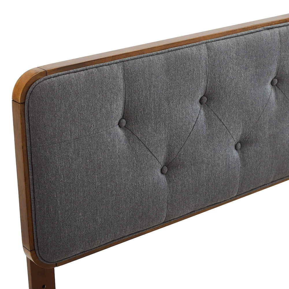 Modway Collins Tufted Full Fabric and Wood Headboard in Walnut/Charcoal