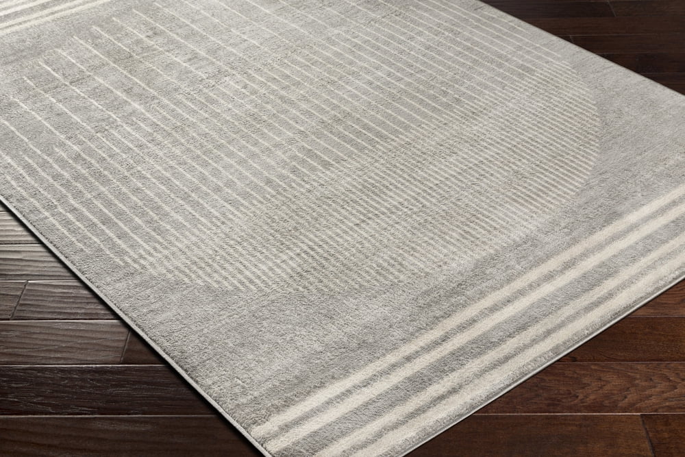 Livabliss Area Rugs for Living Room, 9ft Round Floransa Modern Gray Square Rug, Bedroom Dining Room Home Decor Stain Resistant Carpet (7'10" x 7'10")