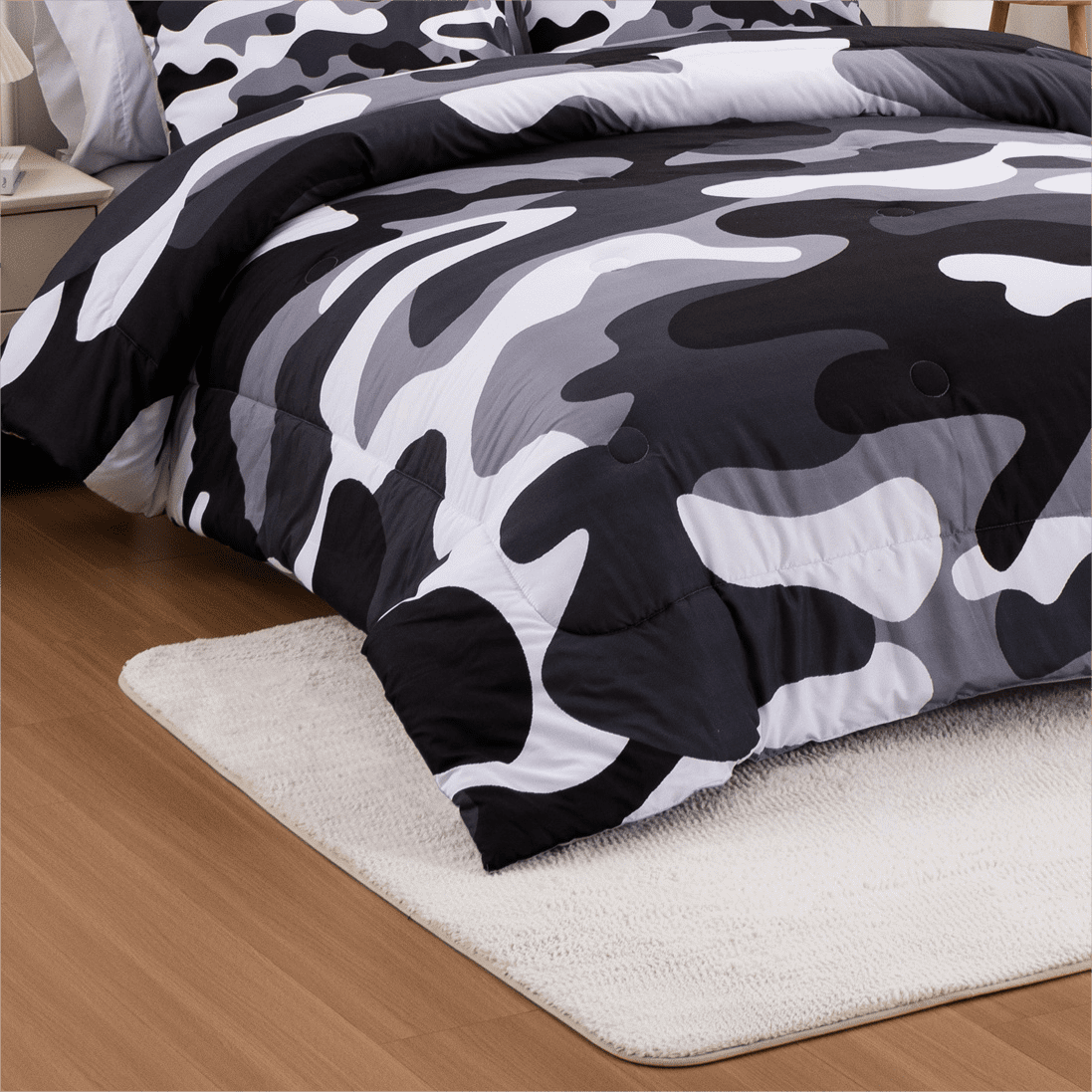 Btargot 3PCS Camouflage Bedding Set Twin Boys Camo Pattern Comforter Set Gray All Season Kids Bed