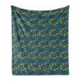 thumbnail image 1 of Floral Soft Flannel Fleece Throw Blanket, Flowers Ornate Snowflakes with Geometric Mandala Inspirations Print, Cozy Plush for Indoor and Outdoor Use, 50" x 70", Dark Teal and Multicolor, by Ambesonne, 1 of 5