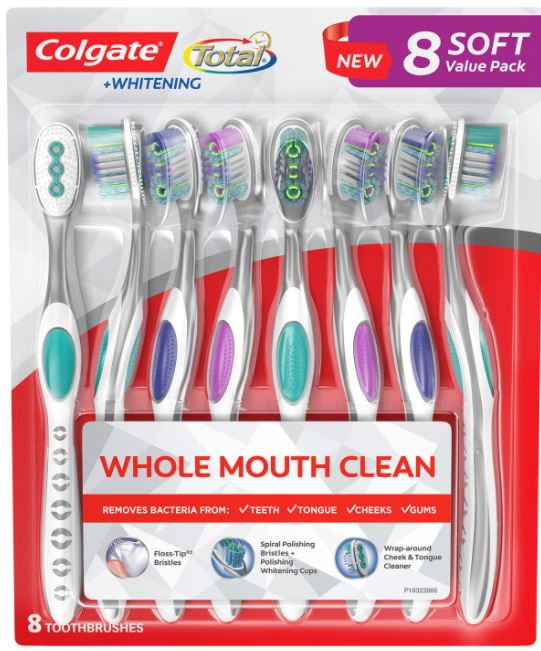 Colgate Total Advanced Whitening Toothbrushes, 8ct