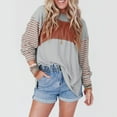 thumbnail image 4 of YDLCAFD T-Shirts Humoristiques Adultes Col Rond Décontracté Rayé Contrasté Manches Longues, 4 of 6