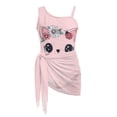 thumbnail image 7 of SEANATIVE Size 9-10 Years Girls Swimsuits One Piece Bathing Suit 2 Piece Set with Mesh Sarong Coverup Cut Out Beach Swimwear for Kids Teen Girl, Cartoon Cat Daisy Pink, 7 of 7