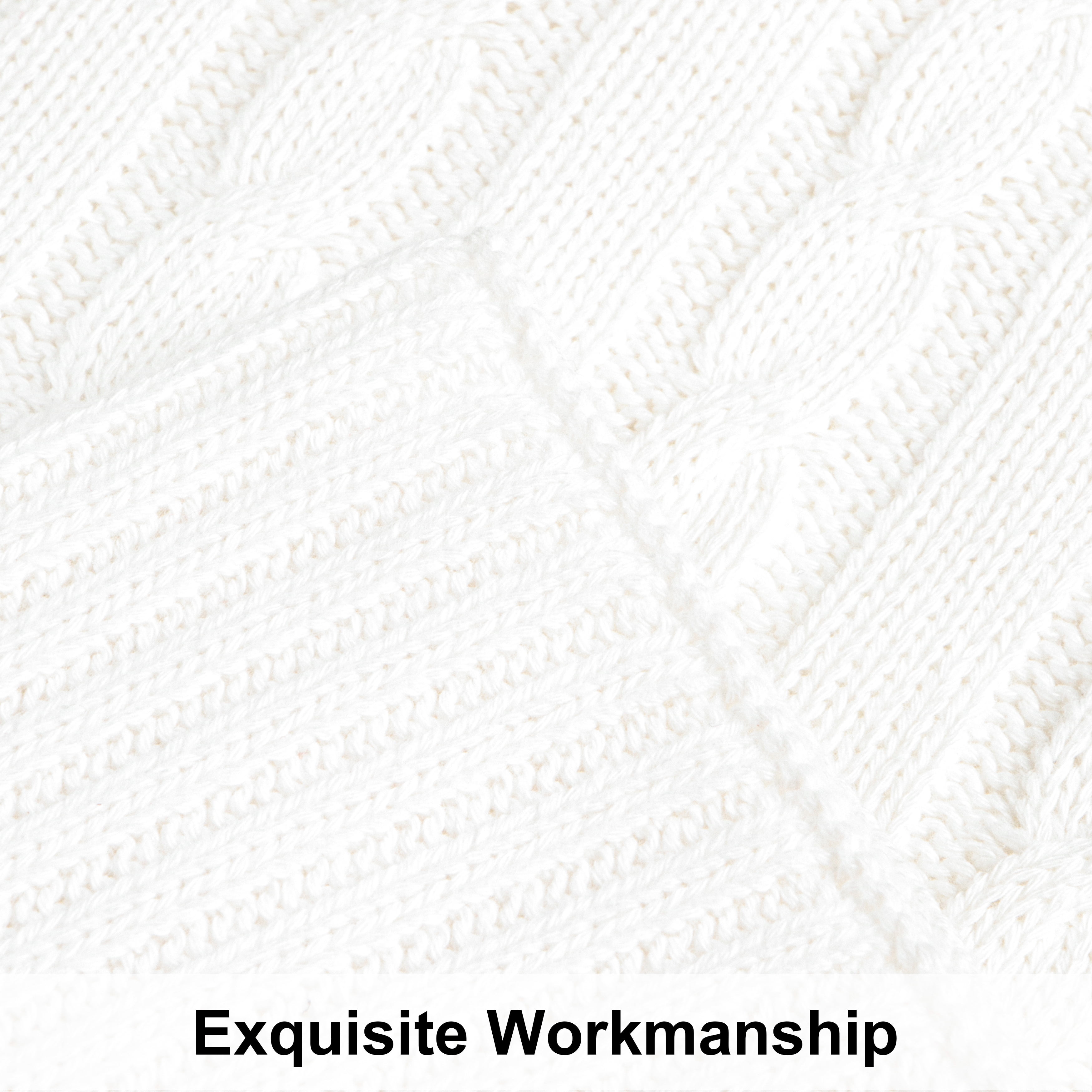 Ntbay 100% Cotton Cable Knit Throw, Super Soft Warm Knitted Blanket Home Decor, 60"x80", White
