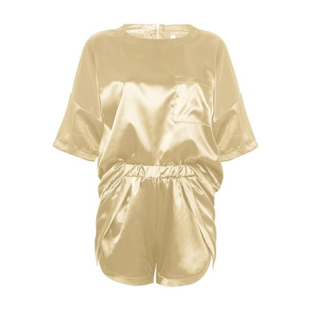 

YXGla Pajama Set Short Sleeve Charming Women O Neck Sleepwear for Bedroom