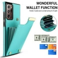 thumbnail image 7 of Mantto for Samsung Galaxy Note20 Ultra Back Wallet Case with Card Holder, Magnetic Clasp 3 Card Slots RFID Blocking Premium PU Leather Shockproof Anti-Scratch Wallet Phone Case, Mint, 7 of 7