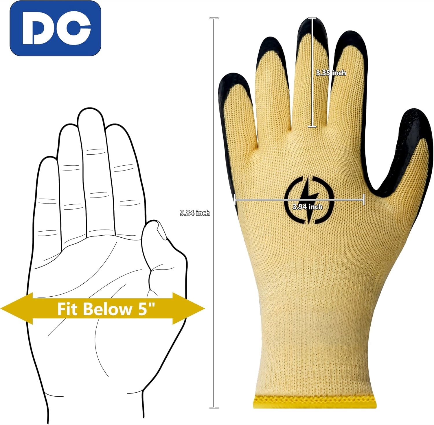 Insulated Electrician Gloves 400V High Voltage Resistant Gloves Flame Retardant Work Gloves, Electrical Rubber Non-slip Texture Design Gloves for Electricians Prevent Shock