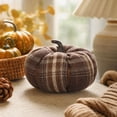 thumbnail image 2 of Artificial Pumpkins 3.54 Inch Small Plaid Fabric Fake Pumpkins Rustic Fall Decor Decorative Pumpkins for Thanksgiving Halloween Table Centerpiece Home Kitchen Shelf, 2 of 7
