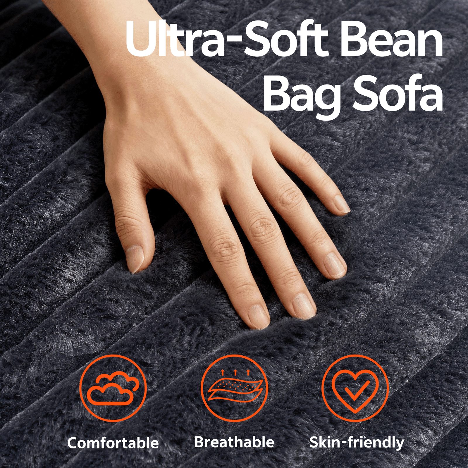 Oversized Bean Bag Chair, Beanbag for Adults, Comfy Refillable Single Sofa for Living Room, Bedroom, Dorm, Black