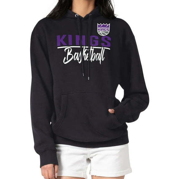 Women's G-III 4Her by Carl Banks Black Sacramento Kings Graphics Fleece Pullover Hoodie