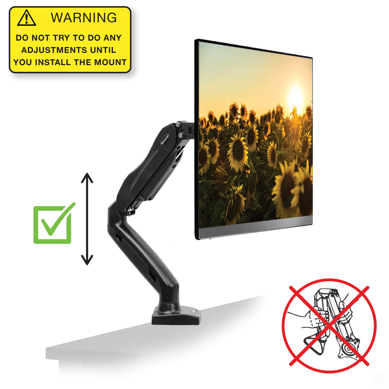 Mountio Full Motion Lcd Monitor Arm Gas Spring Desk Mount Stand For Screens Up To 27
