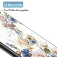 thumbnail image 4 of Nalacover for iPhone 14 Pro Max Slim Case,Exquisite Floral Pattern 360 Rotating Diamond Ring Holder Anti-Scratch Soft TPU Silicone Bumper Rubber Tempered Glass Back Cover.White flower bush, 4 of 10