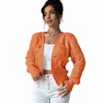 thumbnail image 5 of Women'S Bowknot Chunky Knit Cardigan Sweaters Open Front Cozy Long Sleeve Button Up Cardigan for Winter Orange M, 5 of 10