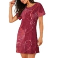 thumbnail image 2 of Fuzoiu Abstract Red Marble Print Women Nightgowns, Soft Comfy Lightweight Short Sleeves Sleepwear,Crew Neck Loungewear, 2 of 6