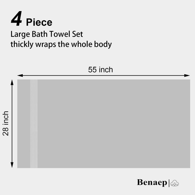 Benaep Bath Towels Premium Bath Towel Set,4-Piece Large 28″x55