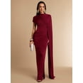 thumbnail image 3 of Burgundy Asymmetrical Draped Maxi Dress With Ruched Waist And One-Shoulder, 3 of 30