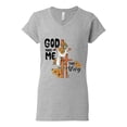 thumbnail image 2 of Wild Bobby God Made Me This Way Cross with Sunflowers Inspirational/Christian Women Standard V-Neck Tee, Heather Grey, Small, 2 of 6