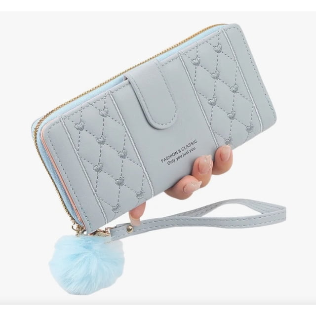 Cartera Antirrobo Gran Capacidad Billetera Moda Para Mujer Modelo Azul