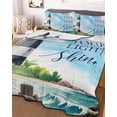 thumbnail image 3 of Quilts Twin Size, Lighthouse Soft Comforter Bedding Set for Bed, Blue Coastal Nautical Ocean Beach Palm Tree Lightweight Quilted Bedspread with Pillow Cover(2 Pieces) for All Season, 68x86 Inch, 3 of 6