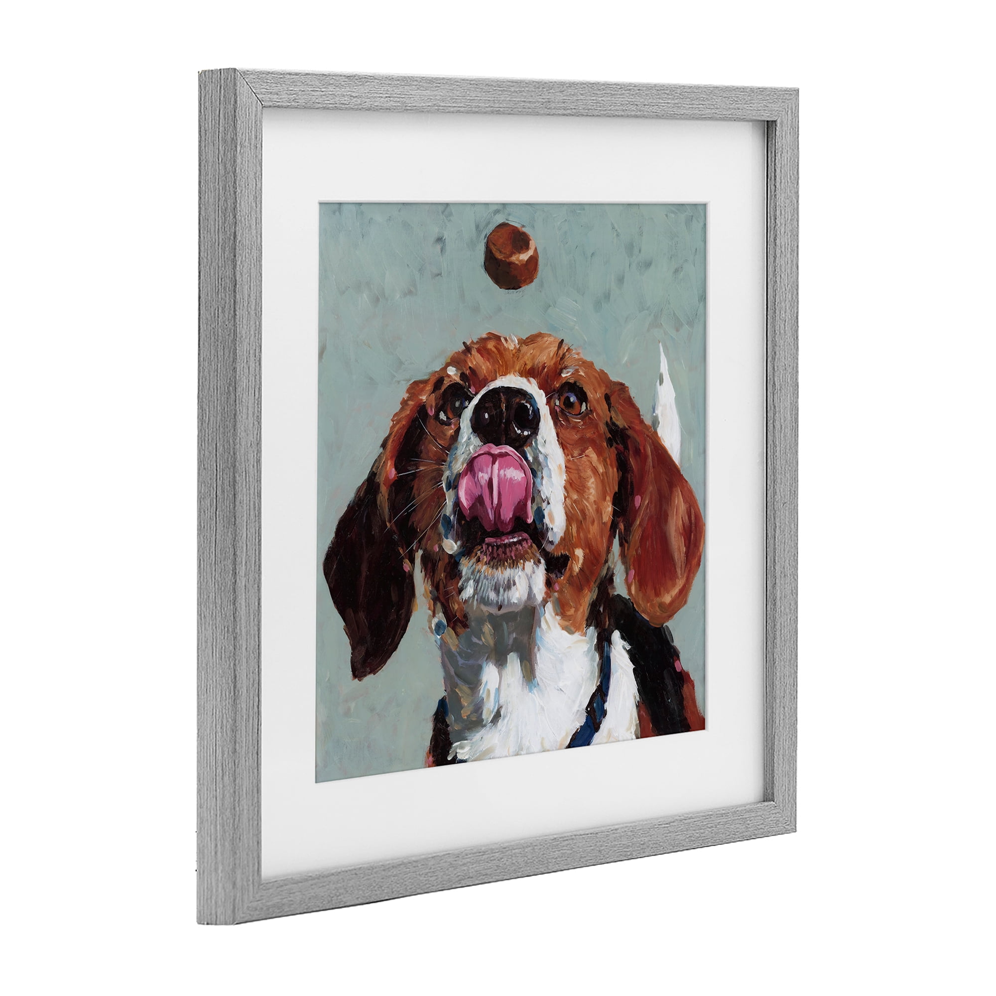 Stupell Industries Beagle Treat Excitement Gray Framed Print Under Glass, design by Studio Bautista