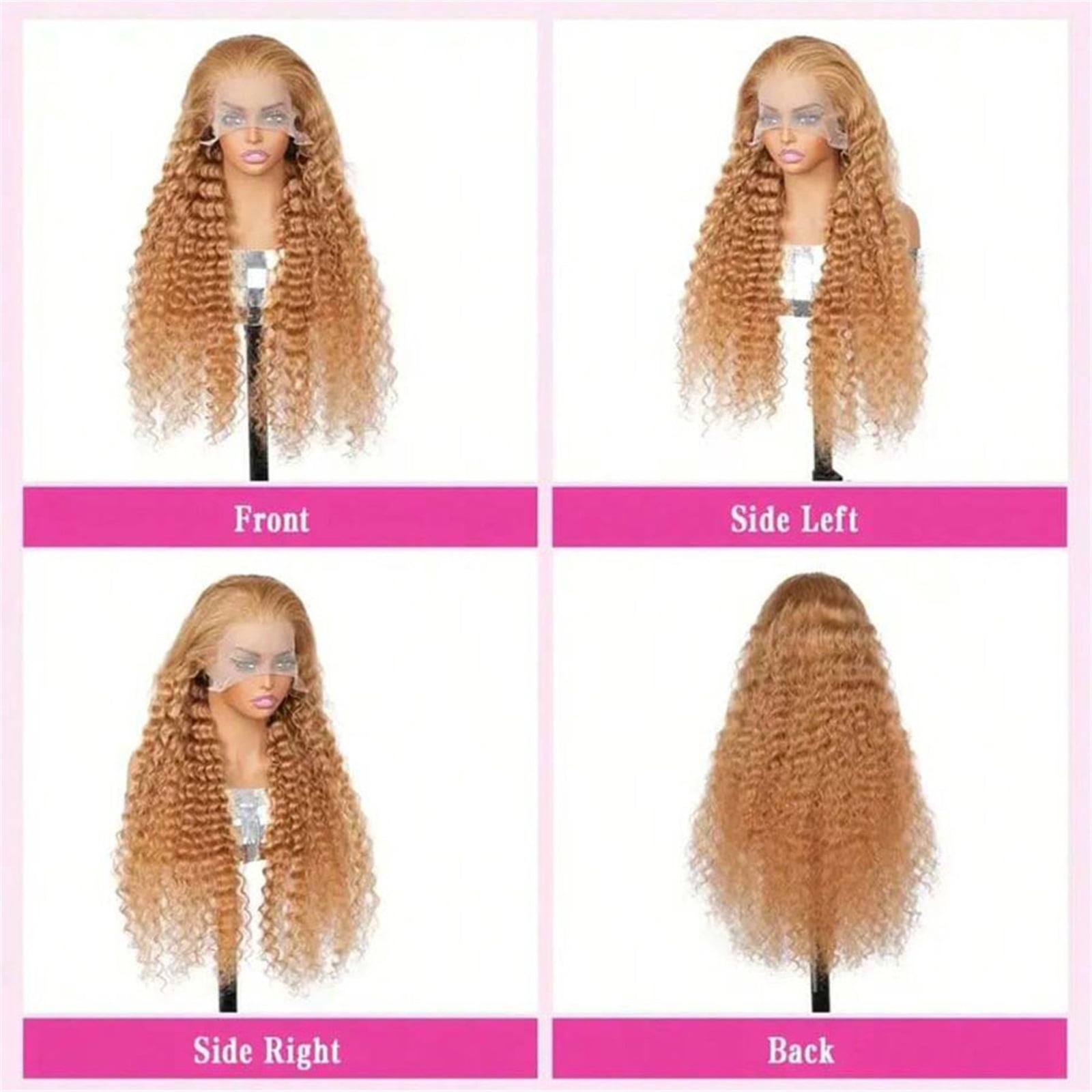 Curly HD Transparent Lace Front Wig Deep Wave Honey Blonde Human Hair Pre Plucked Wigs 200 Density