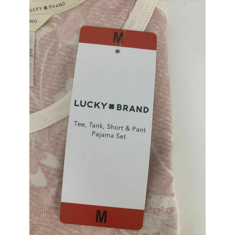Lucky Brand Ladies 4-Piece Pajama Set Sleepwear Pink Floral Size