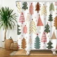 thumbnail image 3 of Boho Christmas Trees Shower Curtain Abstract Xmas Trees Shower Curtains Mid Century Style Snowflakes Shower Curtain Sets for Bathroom 72x72 in with 12 Hooks, 3 of 6