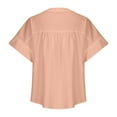 thumbnail image 4 of Timegard Short Sleeve Tops for Women Summer V-Neck Button down Shirts Solid Color Office Casual Loose Tops, 4 of 6