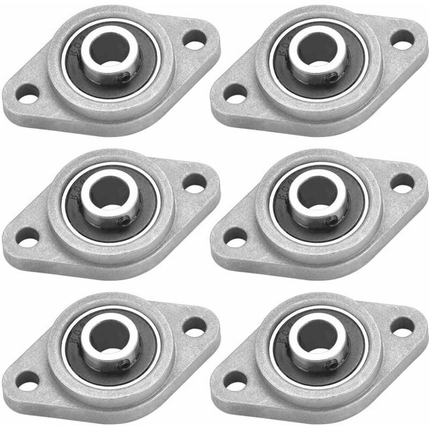 6 piezas KFL08 Cojinete de brida 8 mm Cojinete de bloque de almohada de acero y aleación de zinc Cojinete de brida rómbica Bloque de almohada para maquinaria de la serie KFL Transportador Sistemas