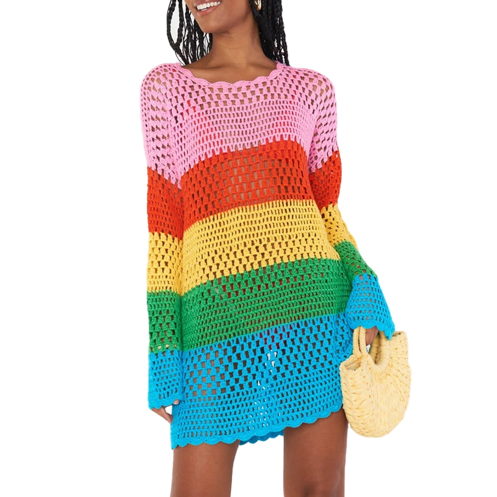 Mumubreal Women Swimsuit Crochet Swim Cover Up Summer Bathing Suit