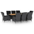 thumbnail image 2 of vidaXL 9 Piece Outdoor Dining Set with Cushions Poly Rattan Dark Grey, 2 of 12