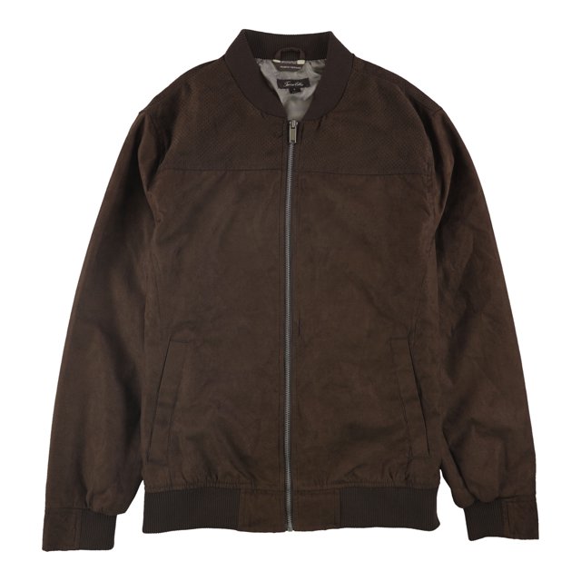 Tasso Elba Veste Bomber en Daim pour Hommes, Marron, Moyen