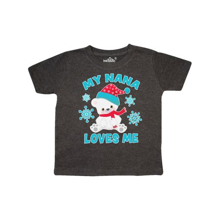 

Inktastic Polar Bear My Nana Loves Me in Santa Hat with Snowflakes Gift Toddler Boy or Toddler Girl T-Shirt