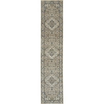 HomeRoots 10' Gray And Ivory Medallion Power Loom Runner Rug