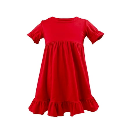 

ZRBYWB Toddler Girl Short Sleeve Crew Neck High Waist Solid Color Dress Eight Colors For 1 To 6 Years Baby Girl Clothes