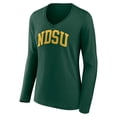 thumbnail image 2 of Women's Green NDSU Bison Basic Arch Long Sleeve V-Neck T-Shirt, 2 of 3