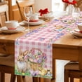 thumbnail image 5 of Happy Easter Table Runner 48 Inches Long Farmhouse Dress Scarves, Spring Easter Eggs Bunny Floral Pink Plaid Dining Tablerunner for Coffee Table/Kitchen Island/Party Décor, 13" x 48", 5 of 8