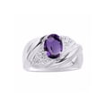 thumbnail image 1 of RYLOS Bagues pour Femmes Bague en Argent Sterling Ovale 8X6MM Pierre Précieuse & Diamants Design Classique Bijoux Améthyste pour Femmes Taille 7, 1 of 7