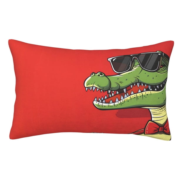 Balery Cool Crocodile With Sunglasses Funda de Cojín Estampada, Regalos para Mujeres, Regalos de Amor para Ella, Regalos para Novia o Esposa, Funda de Almohada-16"x24"