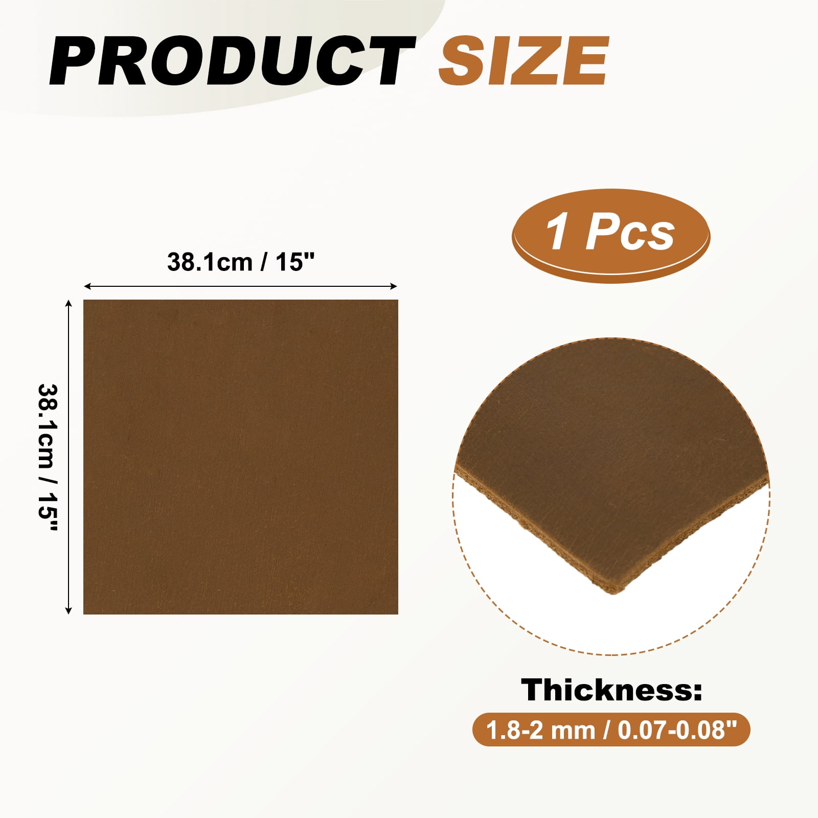 Uxcell Genuine Leather Sheets, 15" x 15" 4-5 oz (1.8-2mm) Thick Full Grain Leather Sheet Tooling Precut for Carving Engraving Molding Embossing Stamping, Yellow Brown
