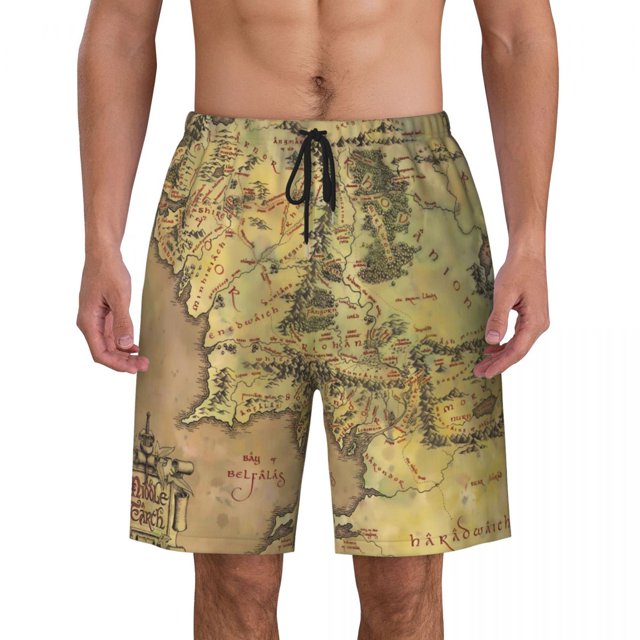 Men Board Shorts World Map Y2K Funny Swimming Trunks Colorful Geographic Quick Dry Trendy Large Size Beach Shorts