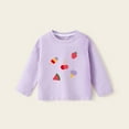 thumbnail image 4 of bbymog Girls Graphic Tees Crewneck Long Sleeve Girls Shirts Fall Cotton T Shirts for Girls Purple 3 Years, 4 of 5